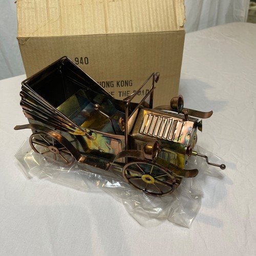 Vintage Copper Tin Metal Car Retro Music Box Hong Kong New Old Stock - Picture 2 of 8