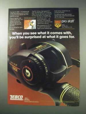 1986 Zebco Pro Staff 110 Baitcast Reel Ad - Surprised | eBay