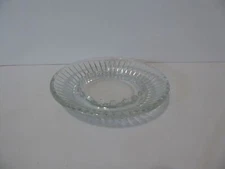 Vintage Clear Glass Cigarette Ashtray Ribbed Sunburst Faceted Edge  (ES)