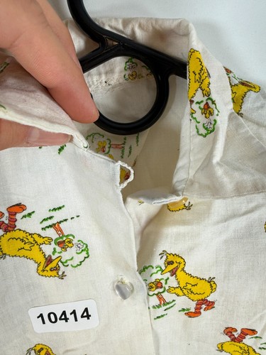 Vtg Kids Boys Button Up Big Bird Sesame Street AOP Short Sleeve Shirt Sz 14.5x15 - Picture 3 of 8