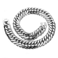 23mm Width Mens Heavy Thick Silver Stainless Steel Polished Chain Necklace Gift