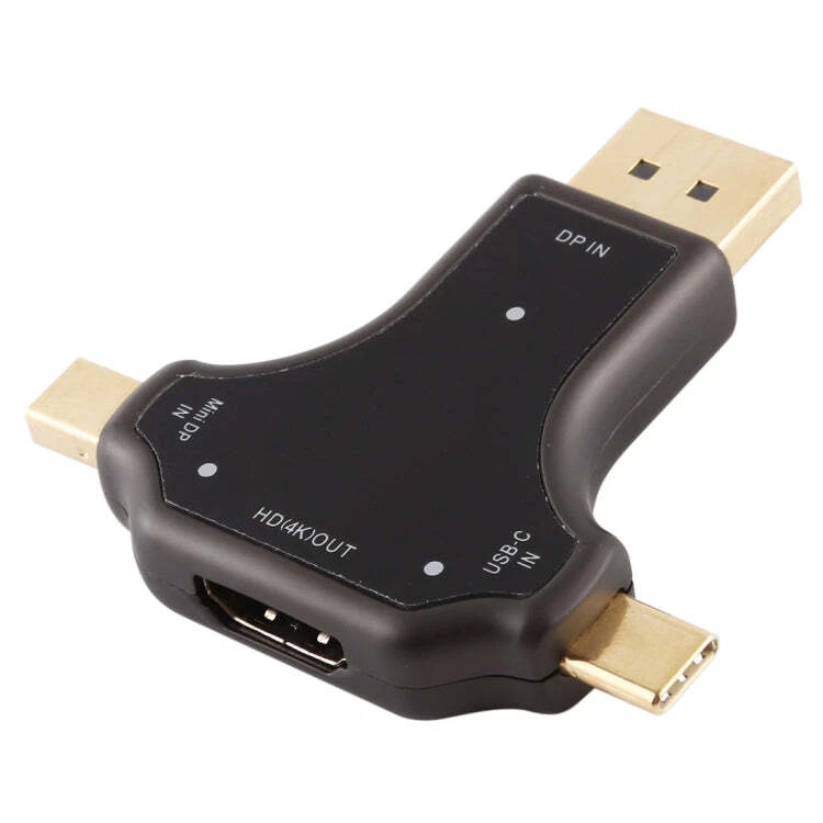 D63A DisplayPort + Mini DP + UCB-C / Type-C Male to HDMI Female 3 in 1 Adapter,  - Image 3 of 4