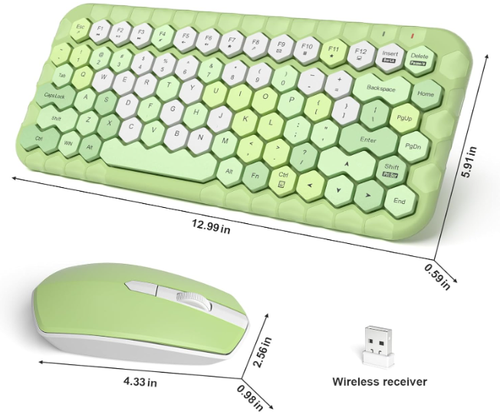 Ensemble clavier et souris ordinateur sans fil avec claviers hexagonaux 12 mode veille automatique - Photo 2/7