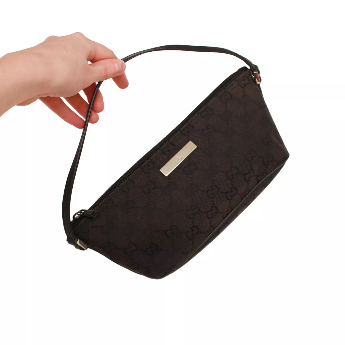 Gucci Shoulder Mini Bag Black Leather Strap GG Jacquard Monogram