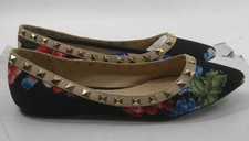 new BLACK MULTI Flat POINTY Toe STUD Ballet Flats Women Size 6.5