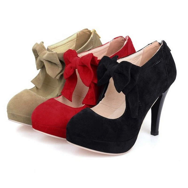 Bowtie platform pumps sale