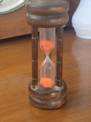 Vintage Wooden Egg Timer With Pink Sand