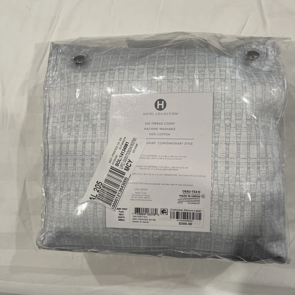 Juego de sábanas Cal King estampadas Straie de 500 Tc Hotel Collection - Azul - Nuevo, $300 Foto 3 de 4