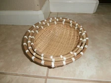 set of 3 pieces Vietnamese hand made bamboo round bottom basket