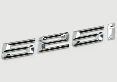 Silber Chrom 525i Heck Kofferraum Flach Auto Abzeichen Emblem Buchstabe Nummer 