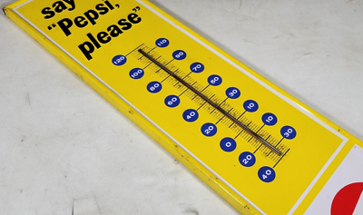 ペプシ温度計 1963 ヴィンテージ say“Pepsi, please”(L) Vintage Thermometer Sign Say Pepsi Please No Wood Or Tube