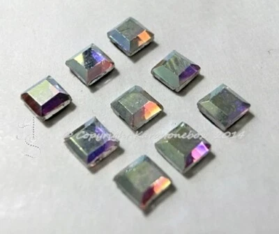 40 pedrería Hotfix pedrería formas planchar 4 mm cuadrado vidrio AB