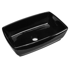 Tub Rectangular Vessel Bathroom Sink 18-3/4" X 13-1/4" X 5-1/2" Black Porcelain