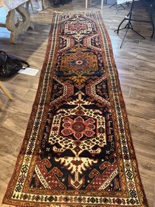 Antique Oriental Rug Red, Handmade Vintage Colorful 149” X41”