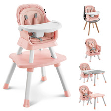 Baby High Chair, 8 in 1 Toddler Dining Booster Seat for Baby Girl, Pink
