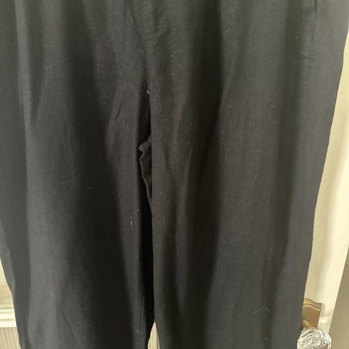 Old Navy Cropped Linen Pants Womens Large Black Wide Leg Drawstring - Picture 3 of 11