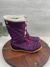 Columbia Boots Girls Size 4 Minx Mid III Purple Faux Fur Mid Calf Winter Snow