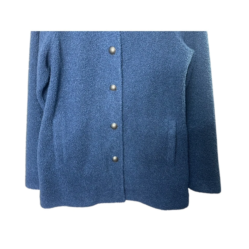 Chaqueta Susan Graver Weekend Tejida Boucle Botón Delantero De Colección Índigo Talla XXS Nueva Foto 3 de 4