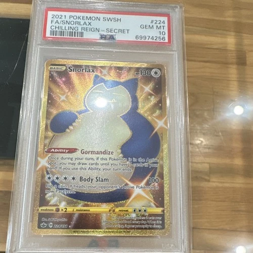 Pokémon Snorlax Secret Rare Full Art Holo Swsh06 Chilling Reign 224/198 PSA 10