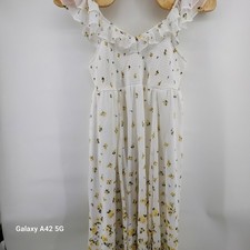 Torrid 3X White Yellow Floral Smocked Ruffle Maxi Dress 22-24