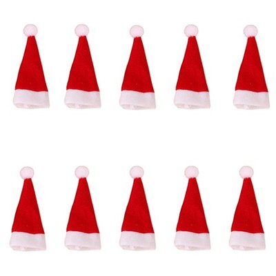 10 Pieces Christmas Lollipop Hat Mini Santa Claus Cap Candy Wine Bottle Cover