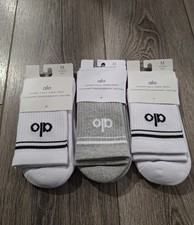 Alo Yoga Unisex Half Crew Throwbacks socks Bundle 3 pairs Size Medium