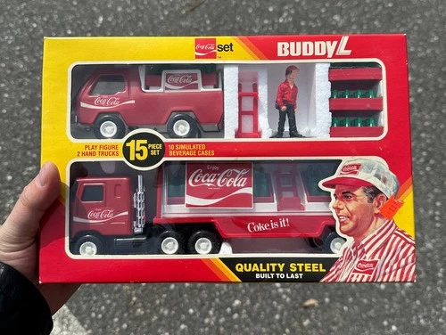 VTG 1983 Coca Cola Buddy L  BRUTE Truck SET IN BOX Rare Vintage Coke STEEL