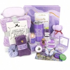 Gifts for Women Spa Basket, Lavender Spa Gift Basket,16 Pcs Self Care Package fo