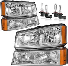 Headlights Assembly W/Bulbs for 2003-2007 Chevy Silverado1500/2500/3500/1500HD/2