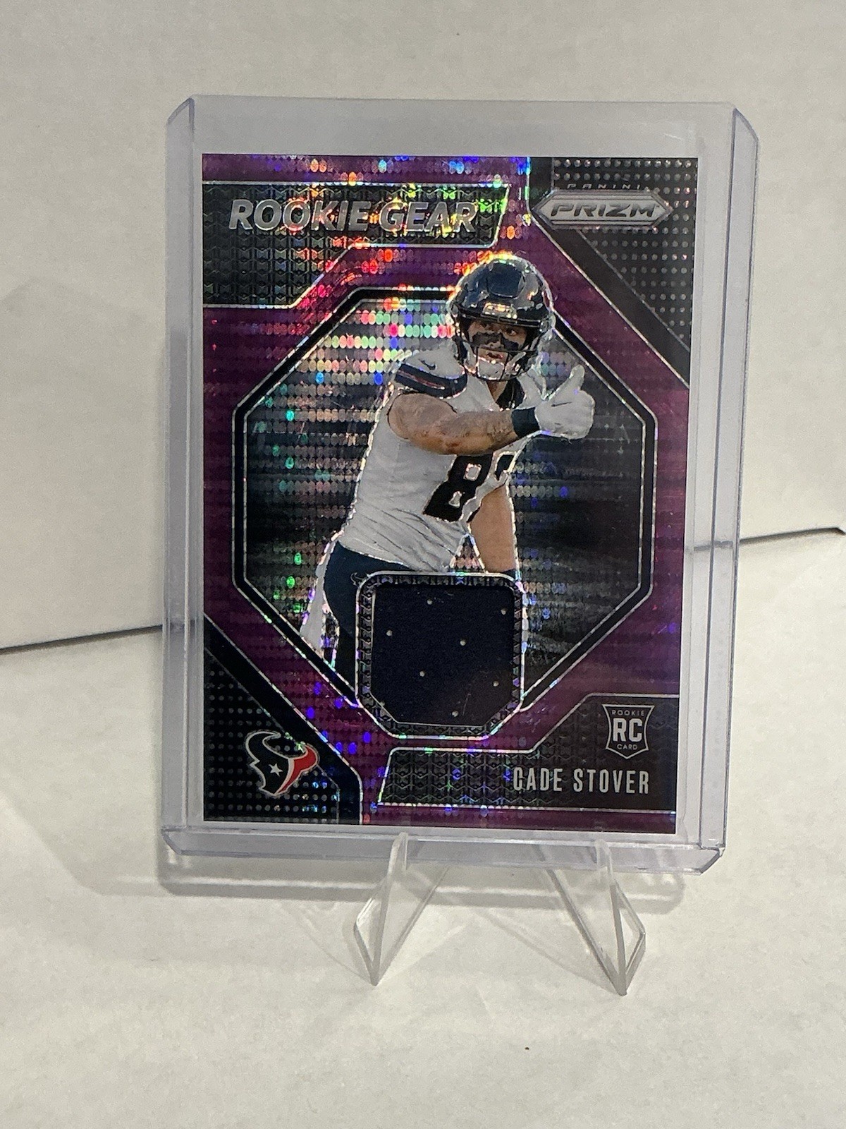 2024 Panini Prizm Cade Stover Rookie Gear Patch RC Purple Pulsar #RG-CSR Texans