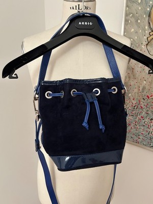 Stuart Weitzman Beutel Tasche navy Velour Lack Leder