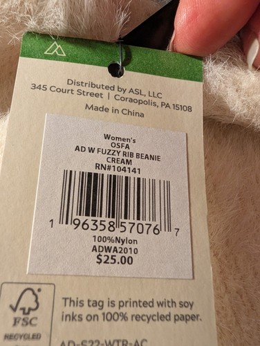 Alpine Design Women's Fuzzy Rib Knit Beanie Cream One Size ADWA2010 - Picture 4 of 4