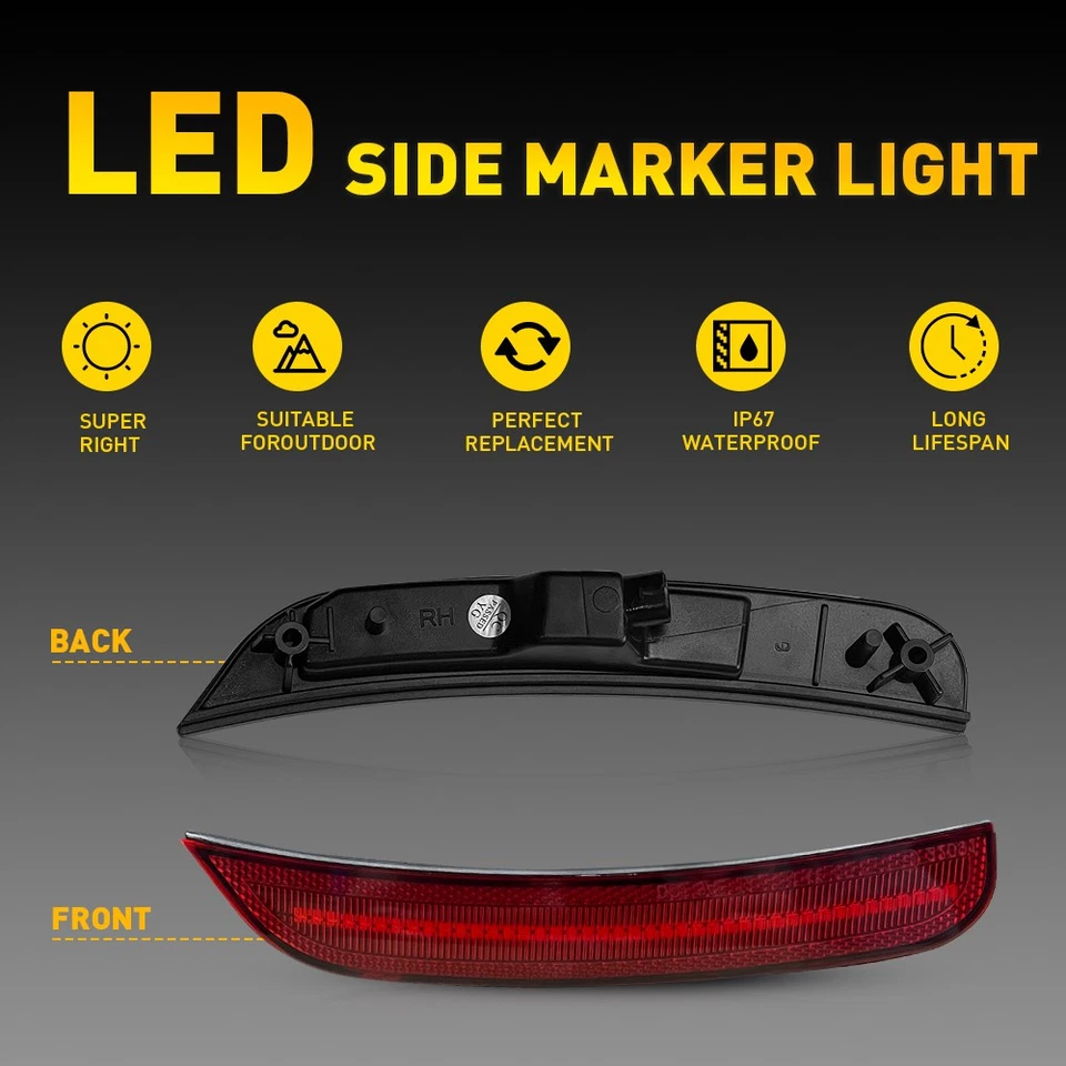 4x Luces LED laterales guardabarros delantero trasero rojo ámbar para Chrysler 300 M 2015-23 Foto 4 de 4