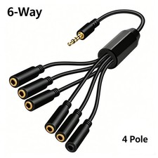3.5mm TRRS 4 Pole Male to 5/6 Way Female Audio AUX Y Splitter Stereo Cable Cord
