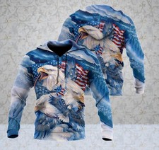 Bald Eagle American Flag Hoodie Patriotic USA 3D Print Hoodie Unisex Gift