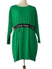 Calvin Klein Green Long Sleeve Logo Waist T-Shirt Dress Size XL