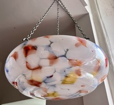 30s Art Deco Ceiling Plaffonier Flycatcher Glass Bowl Light Pendant Shade Multi