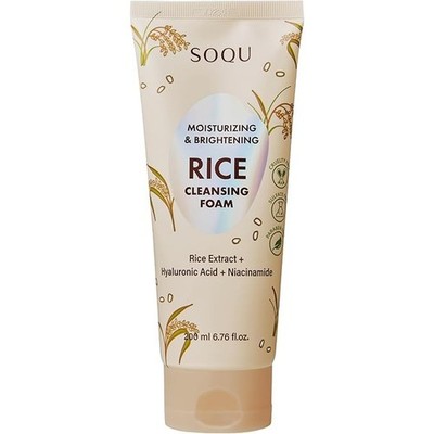 SOQU Rice Cleansing Foam Rice Extract + Hyaluronic Acid + Niacinamide 200ml
