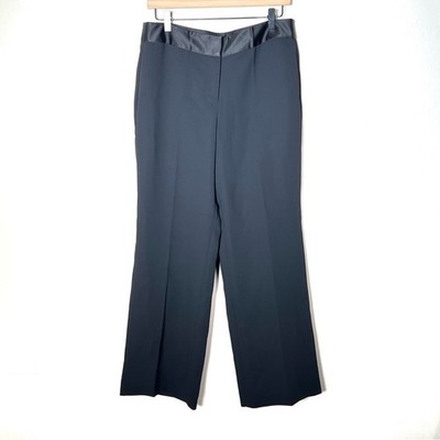 Talbots black wide leg satin trim business casual dress pants 10 petite B107