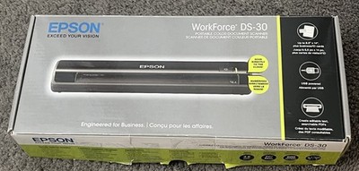 Epson WorkForce DS-30 Portable Scanner Black USB Powered Tested New Open In Box