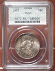 1957 FRANKLIN HALF DOLLAR PCGS MS66 - OLD DOILY HOLDER