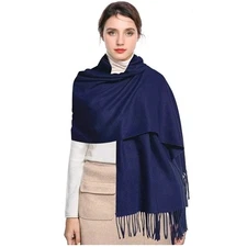 Women’s Blue Pashmina Scarf Wrap Shawl – 72” x 28” – Soft Rectangular – EUC