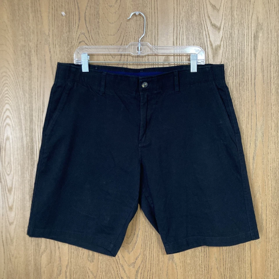 Nat Nast Shorts Men's 36 Black Flat Front Chino 10" Inseam Golf Preppy Casual - Image 2 of 4