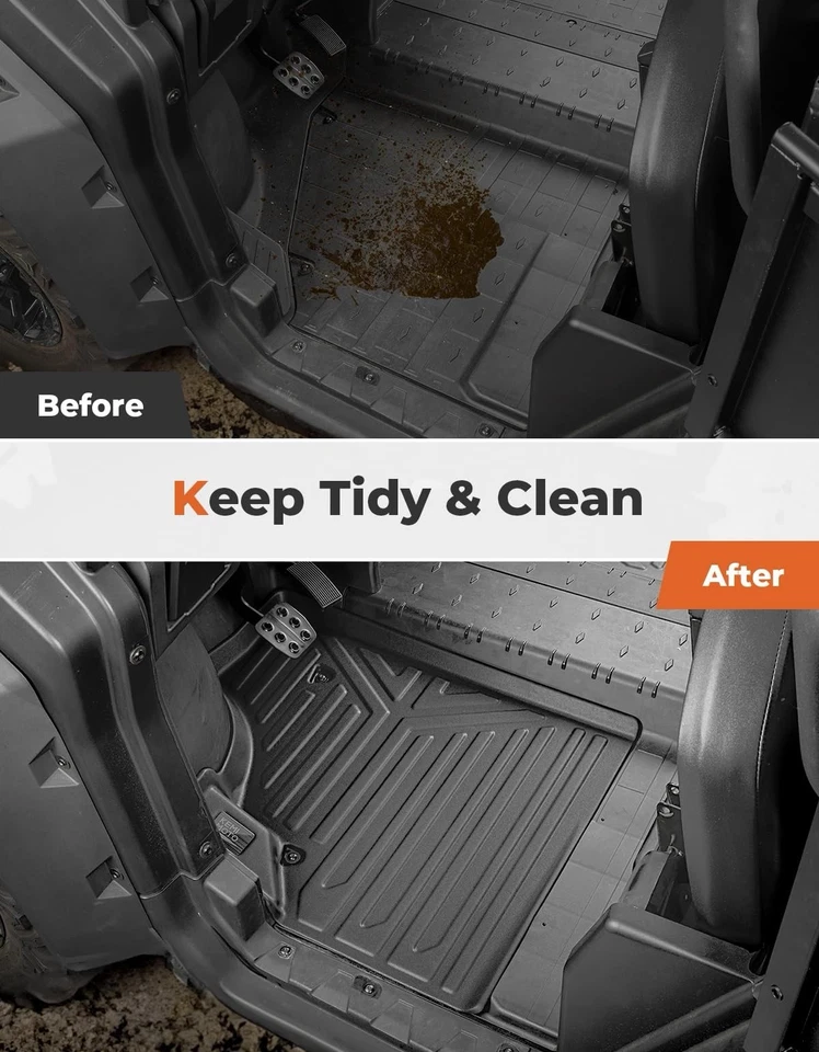 Alfombrillas KEMIMOTO 4 piezas, compatibles con Can-Am Defender MAX, ajuste personalizado TPE Ma Foto 2 de 4