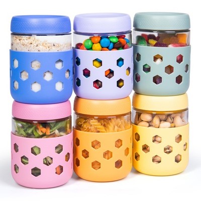 Gemice 6-Pack 16 oz Overnight Oats Containers with 16oz, 6-Pack, Pastel Cream