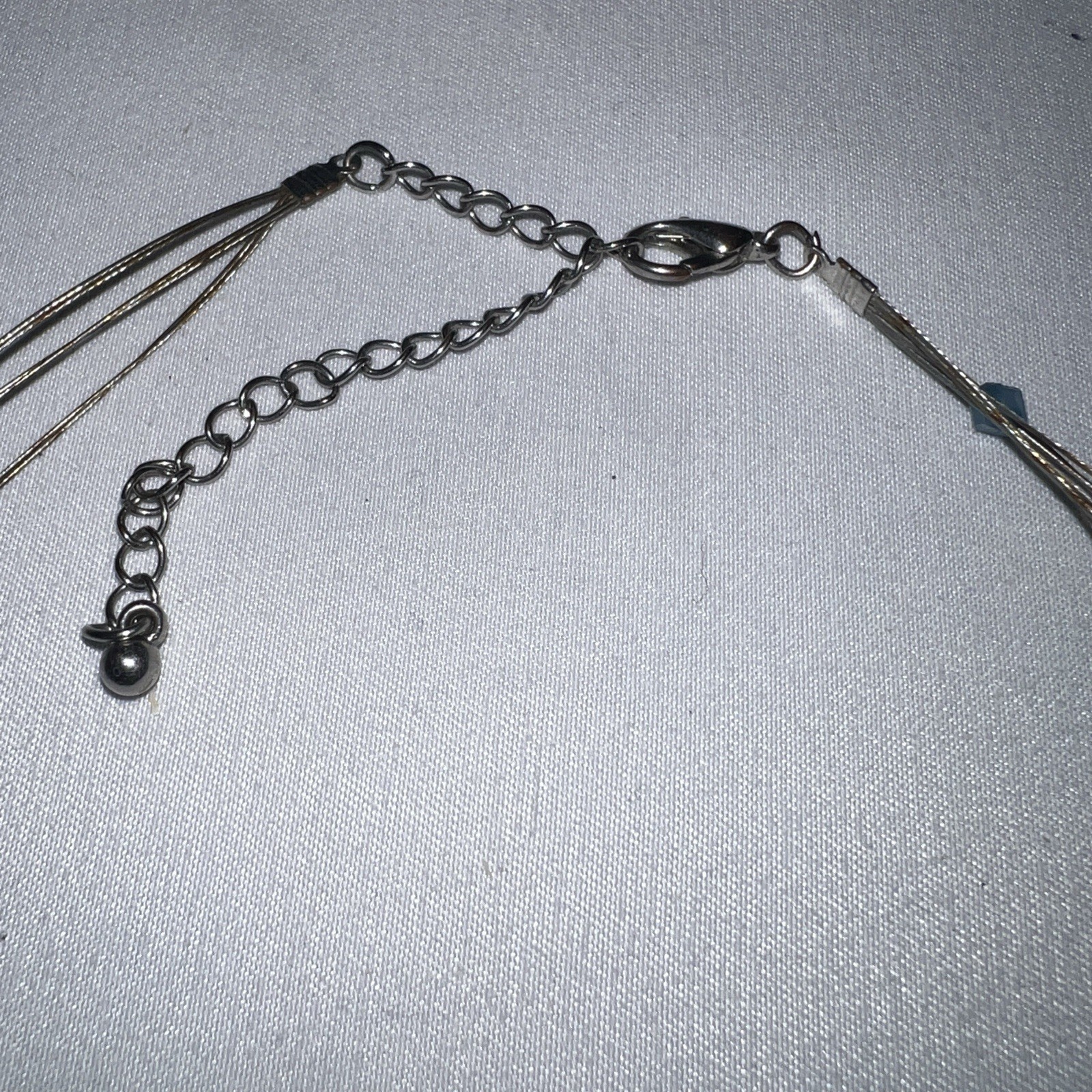 2pc Statement Necklace Lot Blue Multi Strand+ Sil… - image 5