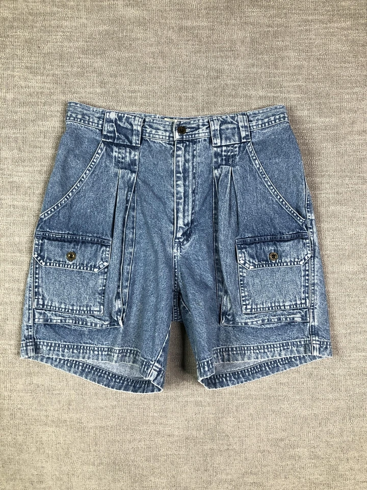 Pantalones Cortos Eddie Bauer Para Hombre 32 Azul Denim Carga Utilidad Lavado a Piedra Retro De Colección Años 90 Foto 2 de 4