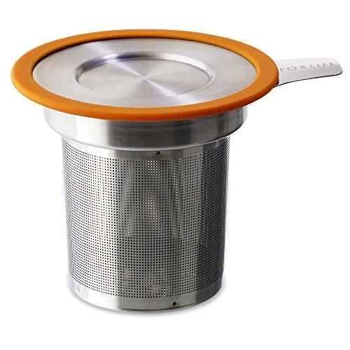 FORLIFE Brew-in-Mug Extra-Fine Tea Infuser with Lid, Orange