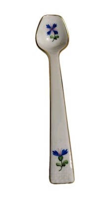 Herend Hungary Blue Garland Porcelain Condiment Spoon 
