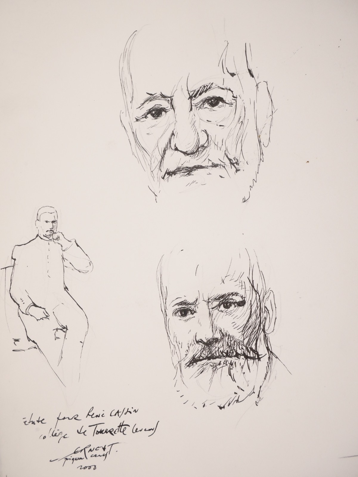 Ernest Pignon-Ernest (1942) - Dessin original - René Cassin - Art urbain